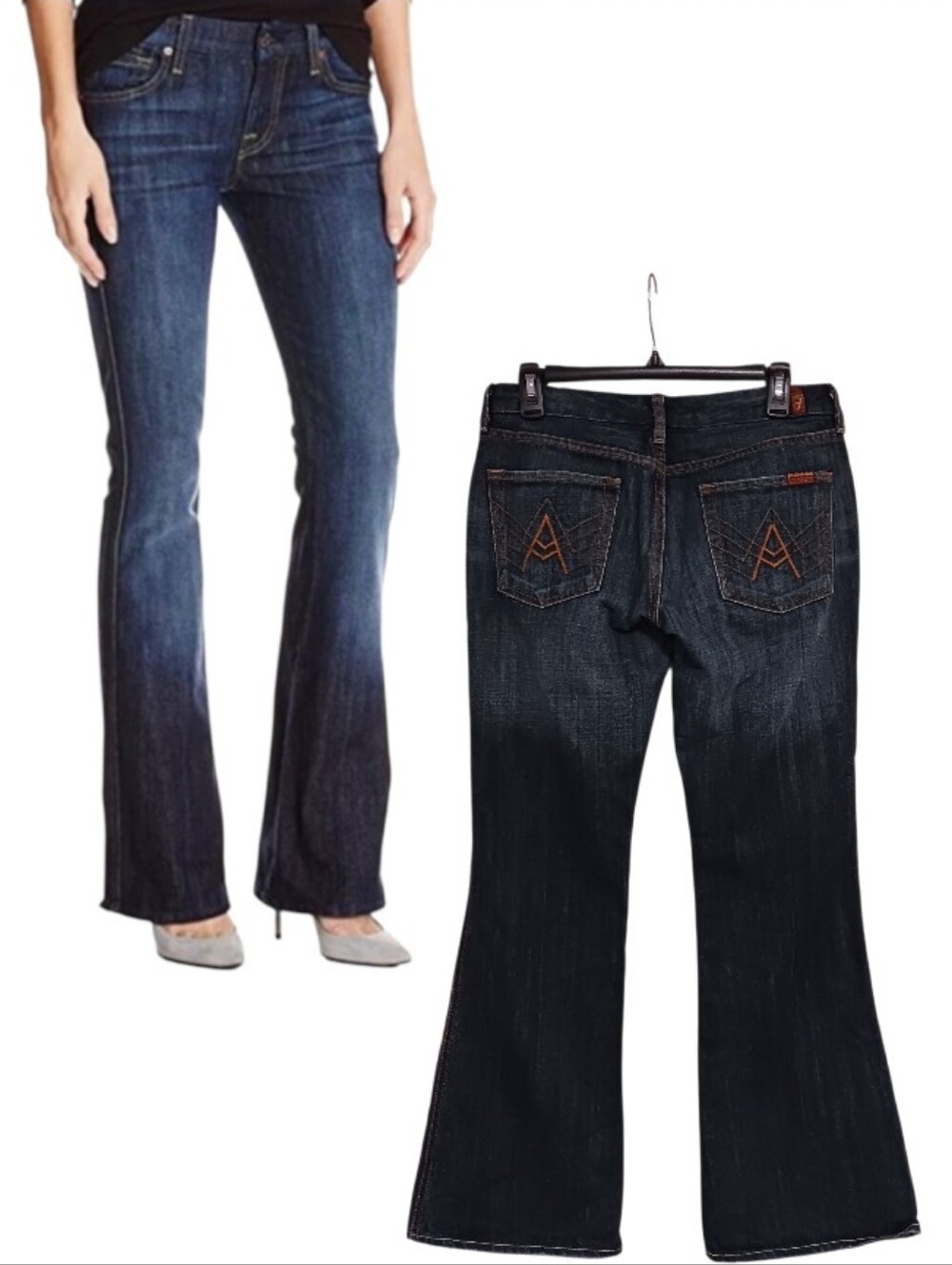 7FAM Y2K "A" Pocket Low Rise Flare Jeans